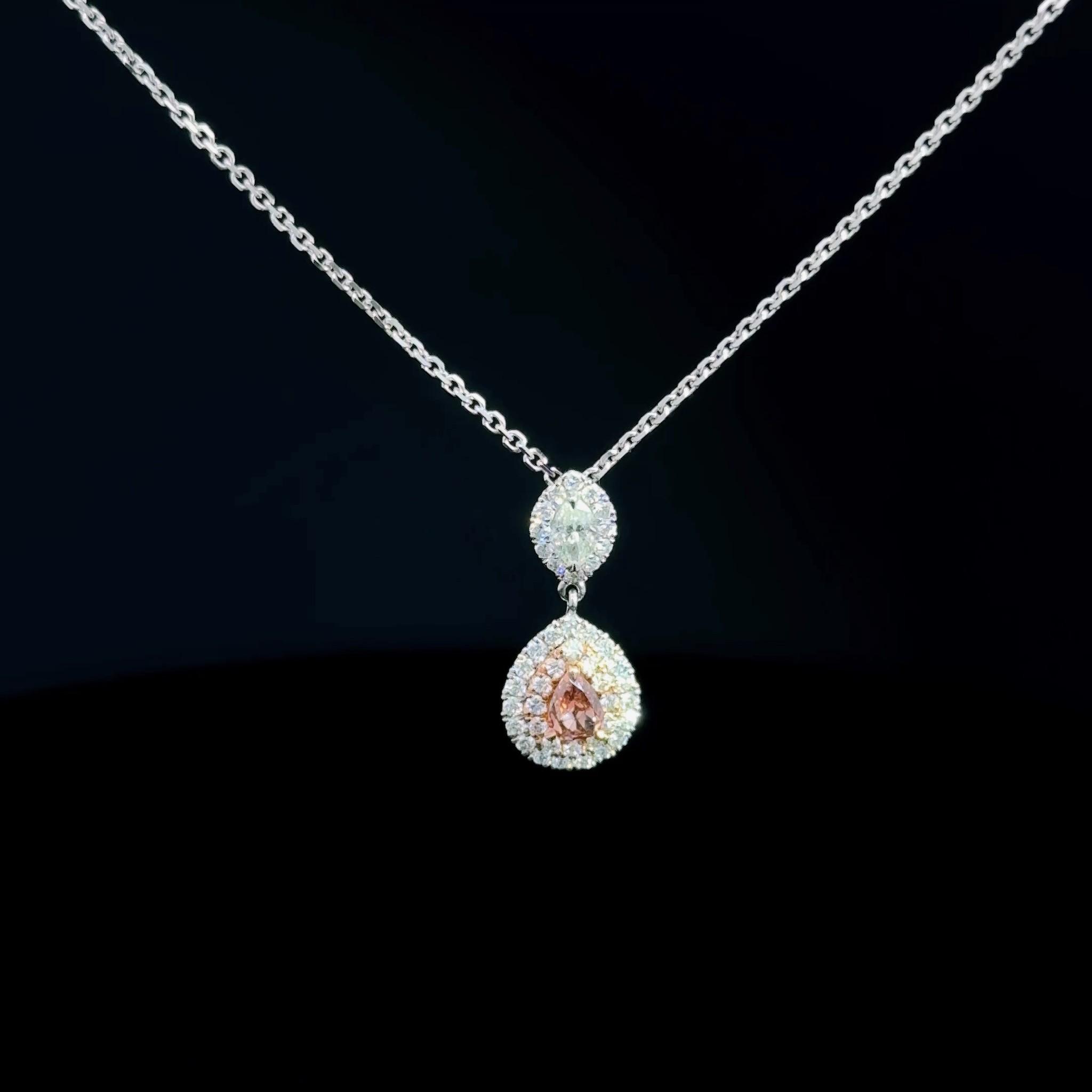 Double Halo Pink Diamond Pendant