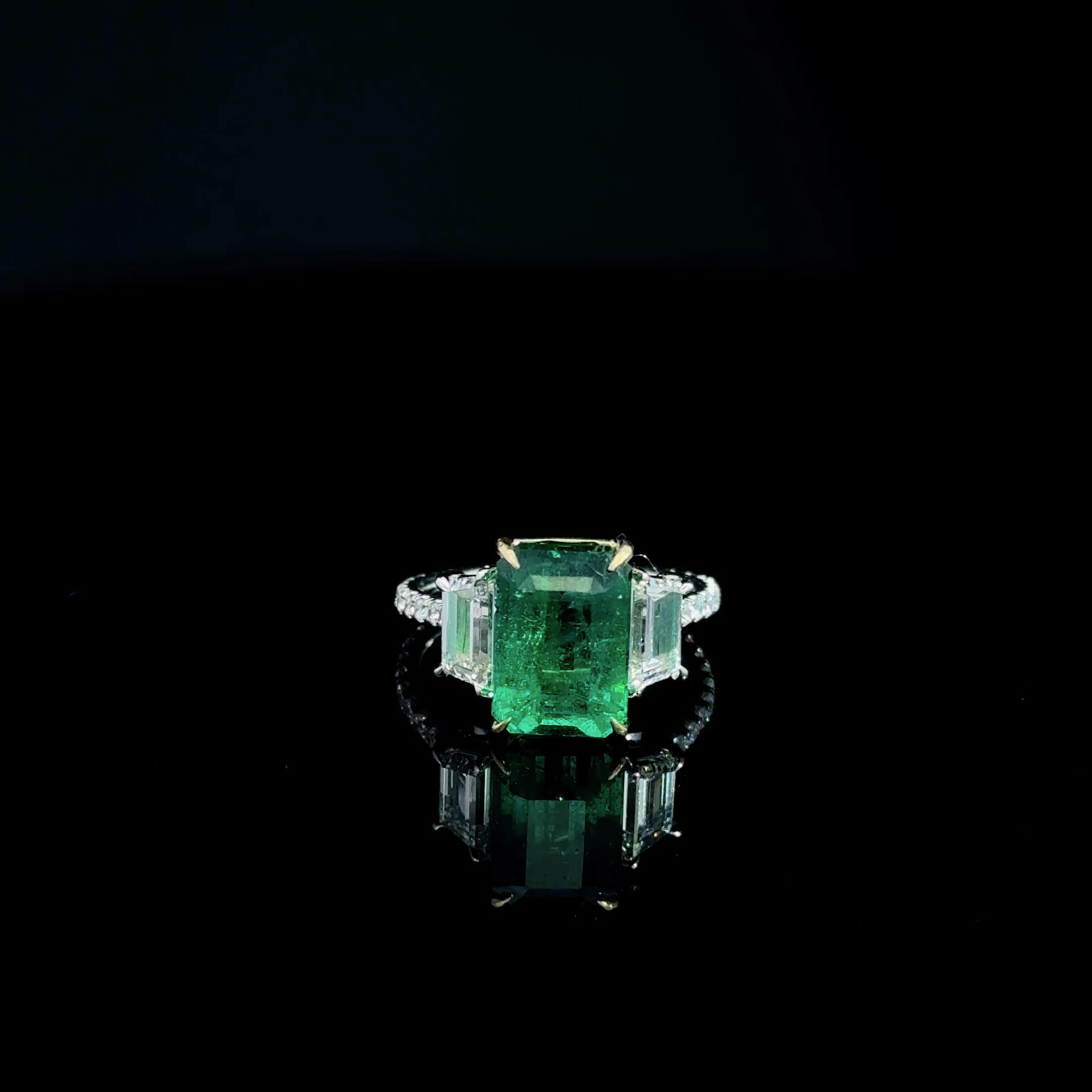 3 Stone Emerald Ring