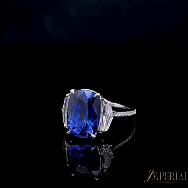 3 Stone Blue Sapphire Ring
