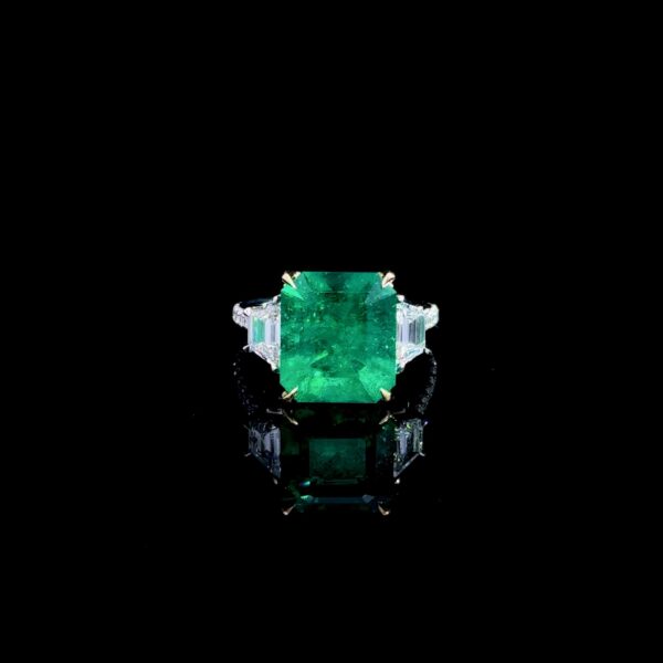 3 Stone emerald ring