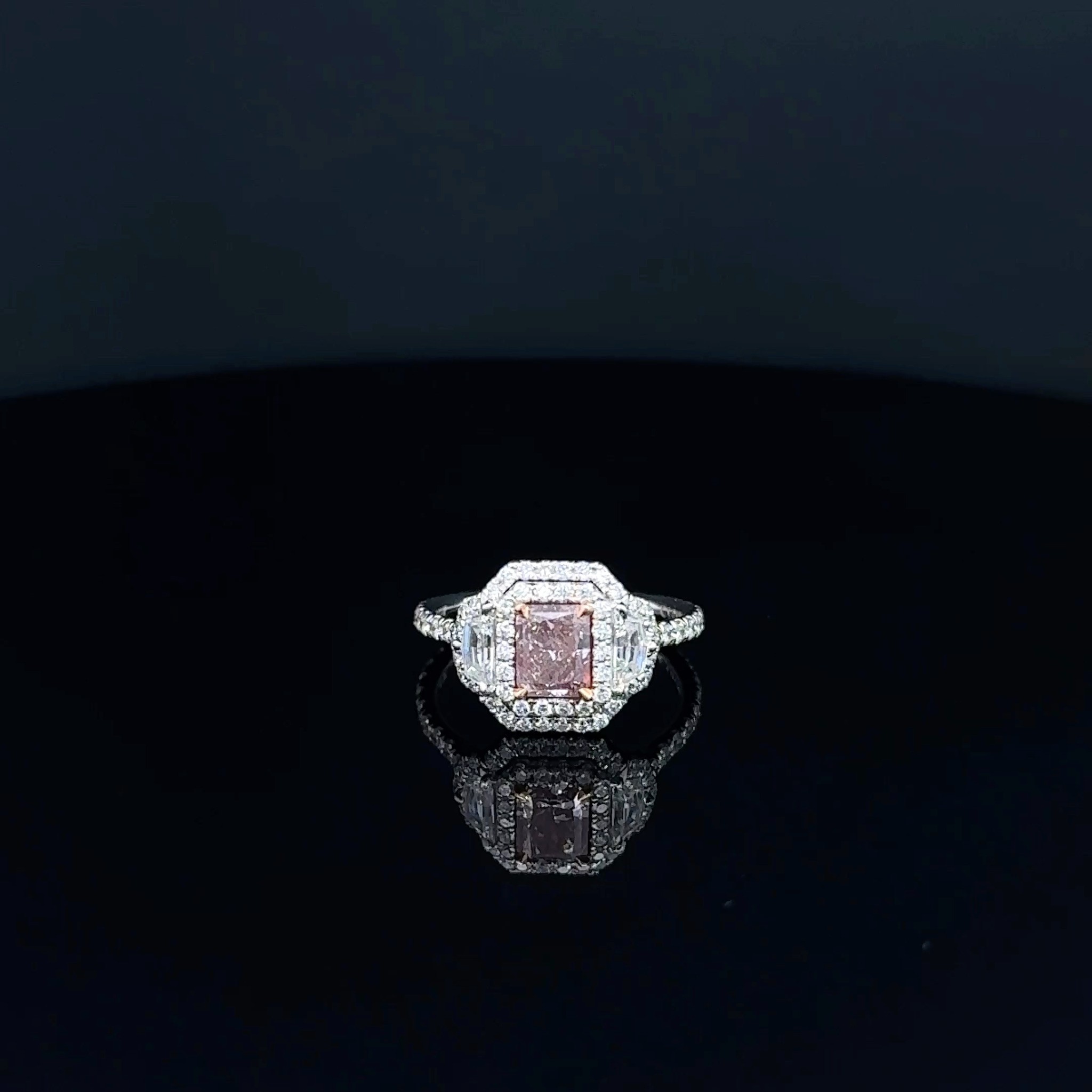 double halo pink diamond ring